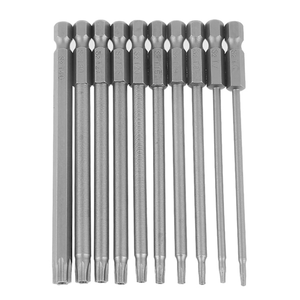 10 kpl 100 mm 1/4 tuuman kuusiovarsi S2 teräs tähtipää ruuvimeisseli BST set