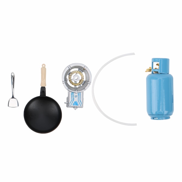 1:12 Miniatyrhus Gas Spis Tank Mini Spatel Kokkärlsmodell Leksak DekorationGas Spis med Gryta och Spatel Set