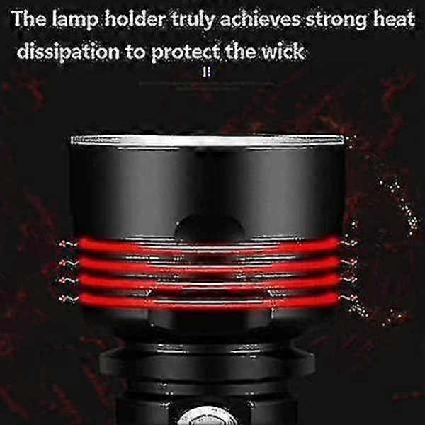 Hög Effekt LED Vattentät Ficklampa - 30000-100000 Lumen, 3 Lägen, USB Uppladdningsbar