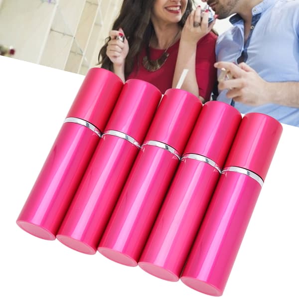 Påfyllbar parfymesprayflaske i aluminium Bærbar tom parfymeforstøver 10 ml x 5 stk Roserød