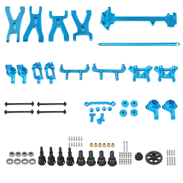 Uppgradering reservdelar kit central drivaxel styrning länk svängarm passar för WLtoys A959 A969 A979 K929 1/18 RC bil Blå