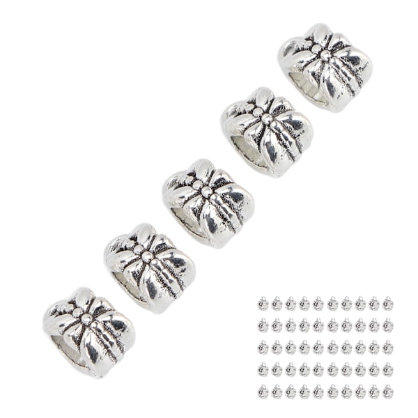 50 st skäggpärlor hårflätningspärlor antik silver metallfinish måttlig storlek utsökta dreadlockspärlor