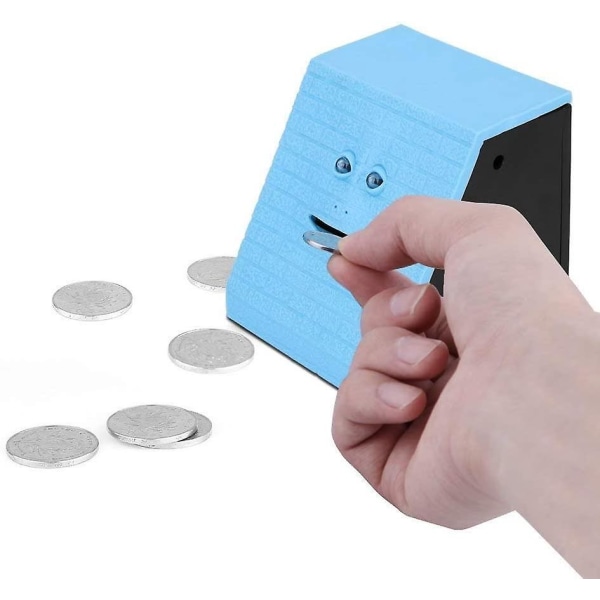 Blue Brick Novelty Face Mynt Bank Spise Sparebank for Barn Pengesparing Samling Sparegris