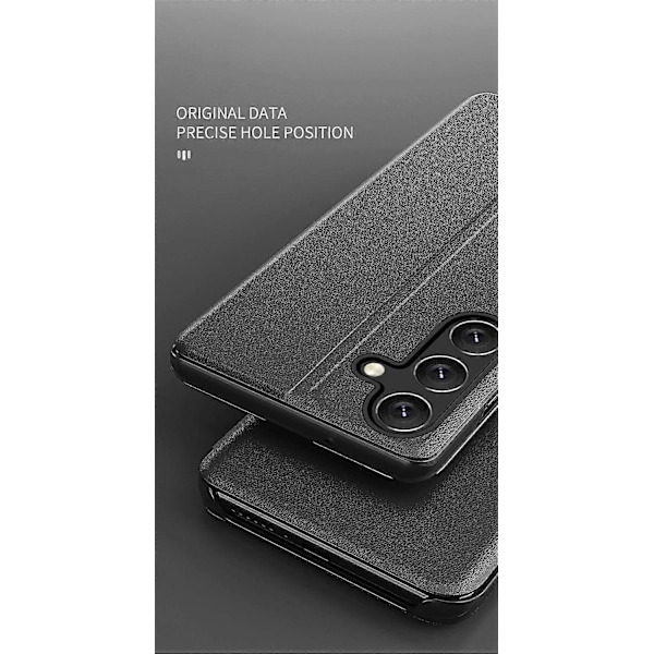 Transparent Fönsterfodral med Magnetisk Stängning PC + PU Läder Bokstil Flip Ställfunktion Stötsäkert Skyddsfodral för Samsung S23