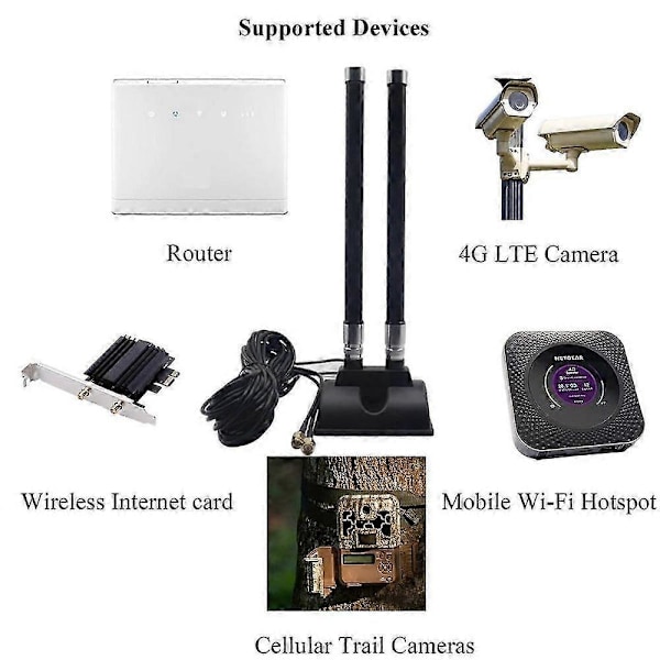 5G CPE Ruter Antenne LTE SMA Hann Antenne Høy Gain 46DBi 5G Ekstern Skjøteledning Magnetisk Base Antenne