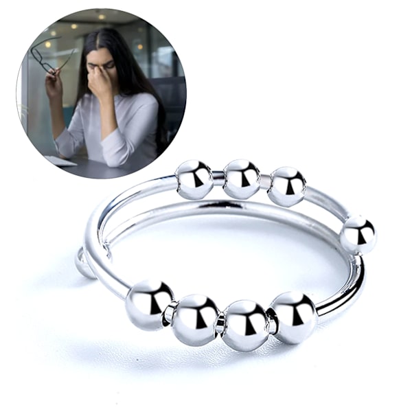 Fidget Ring Åbent Design Justerbar Fingerring i Rustfrit Stål Tilbehør til Mænd Kvinder