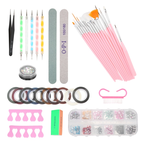 Nail Art Set Dotting Pen Verktyg Strass Dekoration Nagelfil Manikyr DIY Kit