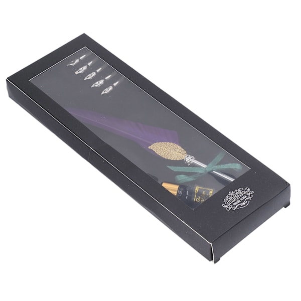 Kynäsetti, hieno höyhensuunnittelu, retro ontto tyyli, kalligrafiakynä tyhjällä mustepullolla, metallikärki SP101014 Violetti