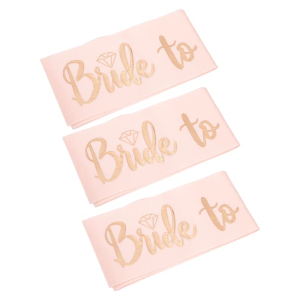 3 st \"Bride to Be\"-skärp Elegant guldtext Premium polyester Glansig delikat textur Slitstarkt brudskärp