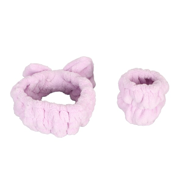 Pannband Set Söt Mjuk Absorberande Elastisk Ansiktsmakeup Hårband med Armband för Kvinnor Flickor
