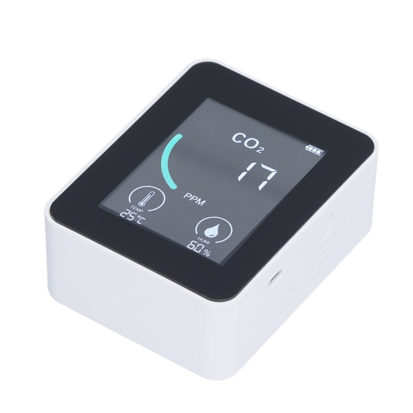 2CO1T LCD CO2-detektor Digital temperatur- og fugtighedsdetektor med alarm Bærbar og realtidsmonitorering til familie og kontor Hvid