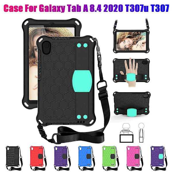 Etui kompatibelt med Galaxy Tab A 8.4inch 2020 T307/T307U Nettbrettetui Anti-Fall med Nettbrettstativ og Stropp(Blu-B13