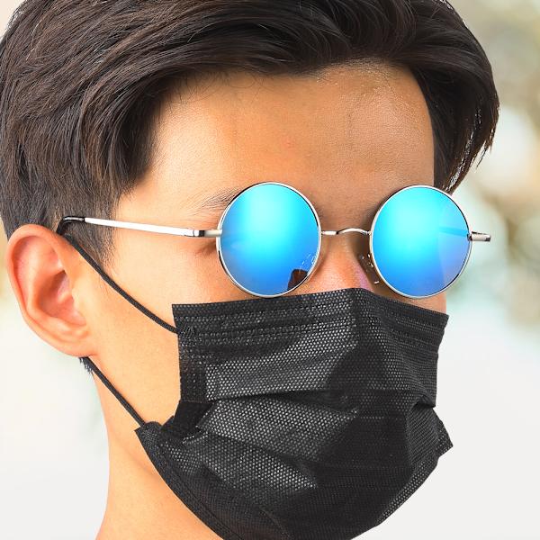 Metal Classic Vintage Unisex UV-suojauksella varustetut pyöreät kehykselliset polarisoidut aurinkolasit aurinkolasikotelolla, Ice Blue