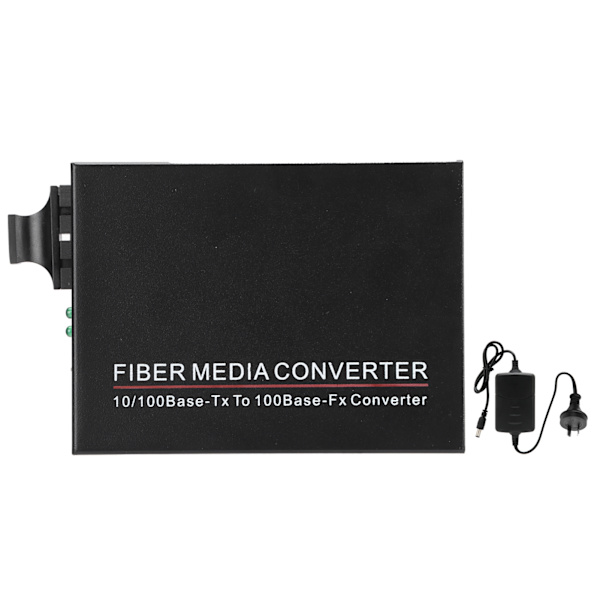 Fiberoptisk sender TBC‑MC3302ED20 100M Single‑Mode Dobbel‑Fiber 20km / SC / 1310nm Mediekonverter 100‑240VAU Plugg