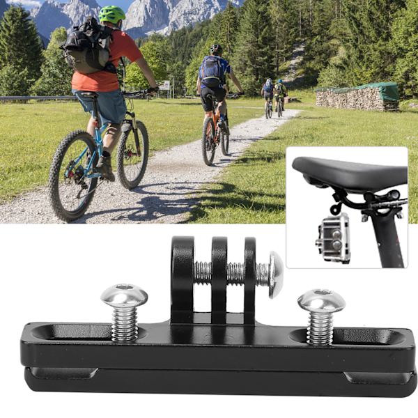Alumiiniseoksesta valmistettu musta pyöräjalusta polkupyörän satulatyynyn pidikkeen kiinnitys Gopro Hero6/5/4/3 -kameralle