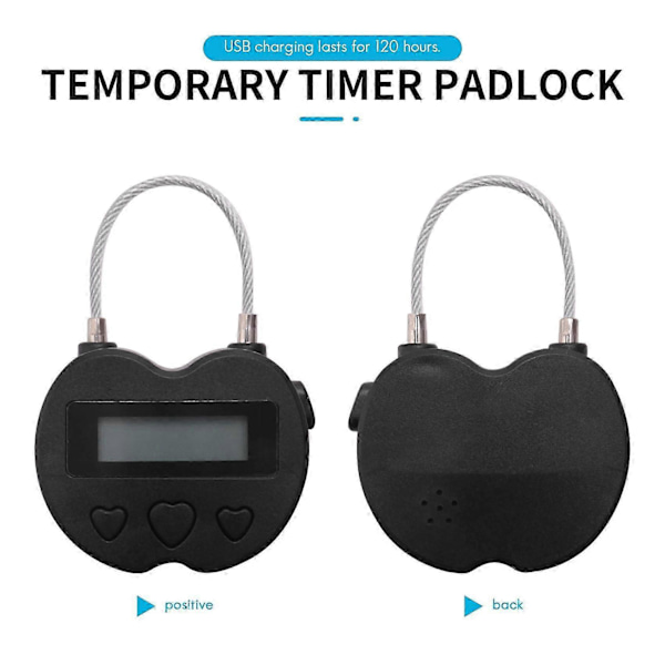 Smart Time Lock LCD-display Tidslås USB Uppladdningsbart Temporärt Hänglås Rese Elektronisk