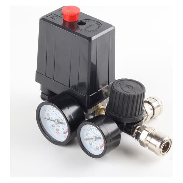 220V 0-180 psi Luftkompressor Tryckbrytare Kontrollventil Regulator Mätare med Snabbkoppling (220V)