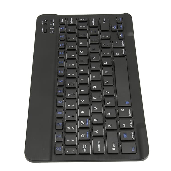 10 tommer trådløst tastatur, lydløst design, multimediefunktionstaster, bærbart Bluetooth-tastatur til IOS tablet computer telefon, sort