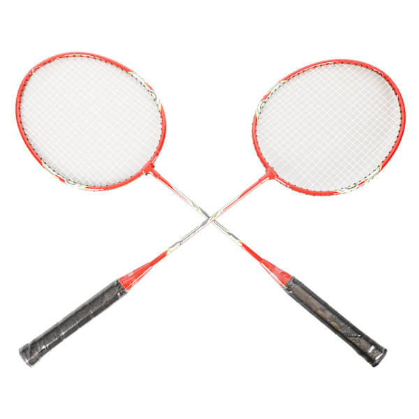 LEIJIAER Badminton Racket Set med 2 spelare Järnlegering Professionell Träningsersättning Utrustning Röd