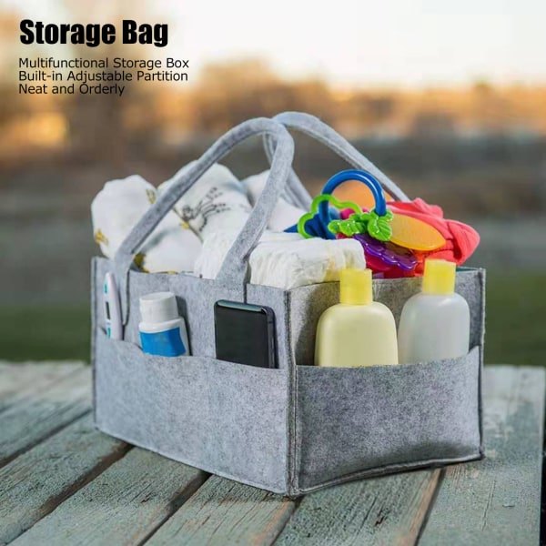 Babyble-arrangør Filt-rejseopbevaringspose Bærbar stor holdertaske til Spar-tøj Babynødvendigheder Kosmetik