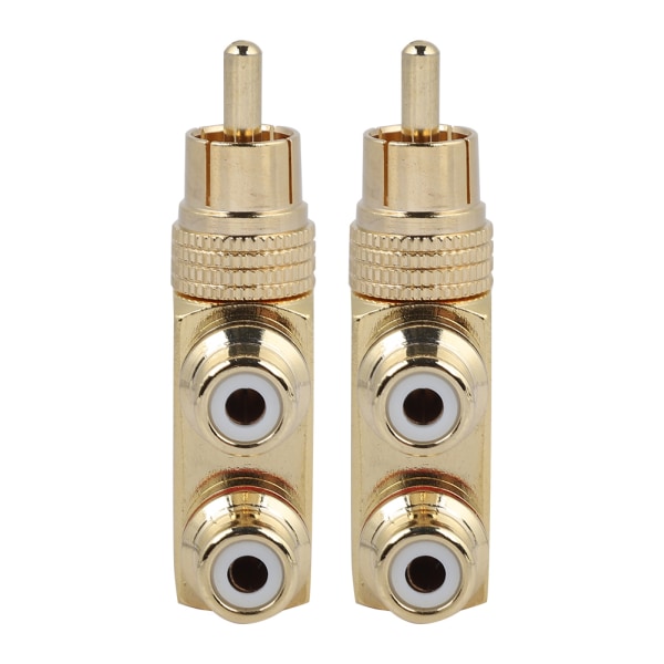 2 STK AV-splitterplugg RCA Hann til 2 Hunner Audio Video Adapter-kontakt