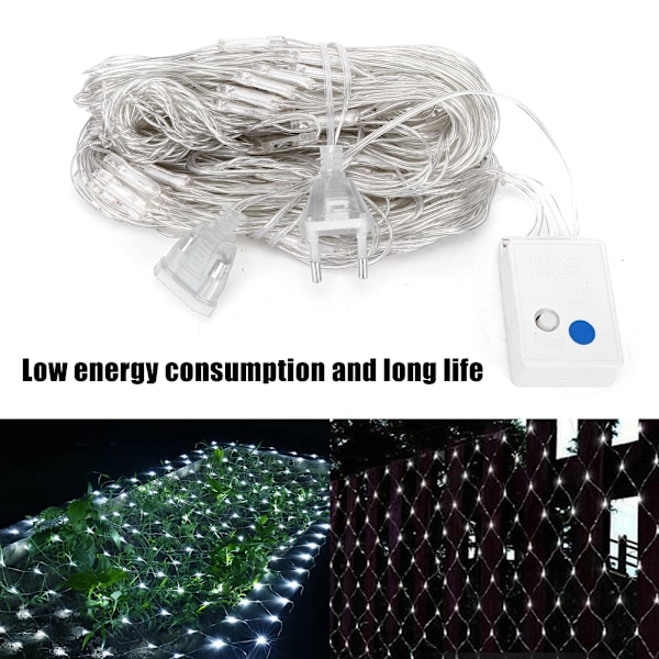 2x2m 144LED Verkkovalo LED Koristeellinen Verkkovalosarja Sisä- ja Ulkokoristelu EU-pistoke 220V Valkoinen