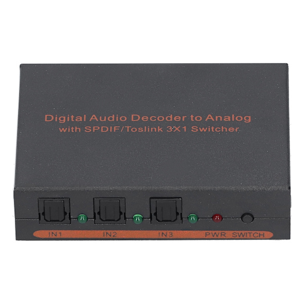 3x1 Optisk Fiber Digital Audio Dekoder Optisk til SPDIF/AV/RCA Konverter 100‑240V AU Stik