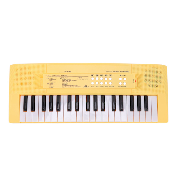 Elektroniskt piano keyboard barn 37 tangenter keyboard piano pedagogiskt instrument leksak med mikrofon gul