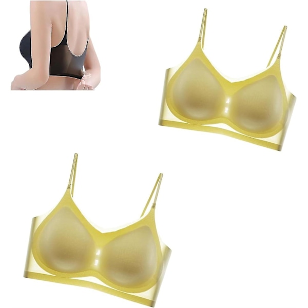 Andningsbar Plus Size Sömlös Ultra Tunn Is Silke Komfort BH (2PCS) 3XL Gul