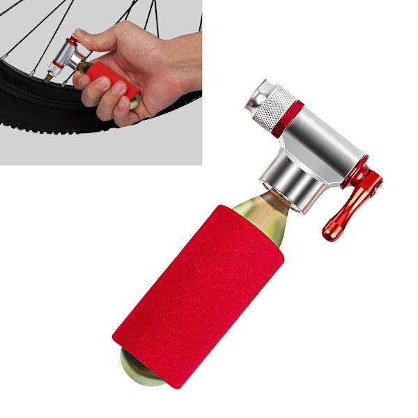 CO2 cykel dæk oppumpning hurtig oppumpning bærbar cykel CO2 pumpe værktøjssæt med svampdæksel til mountainbike landevejscykler rød uden gascylinder