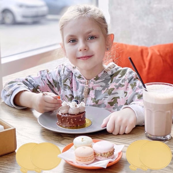 Moussekakebrett Engangs Gullpapp Runde Kakestativer Dessertbrett Kakebunn Papirtallerkener for Bryllup, Bursdag, Fester 100 Stykker