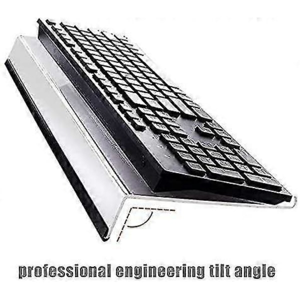 Tastaturstativ i Akryl - Klar Akryl Tastaturhylle med Gummilist - Akryl Tastaturholder for Enkel Ergonomisk Skriving og Arbeid