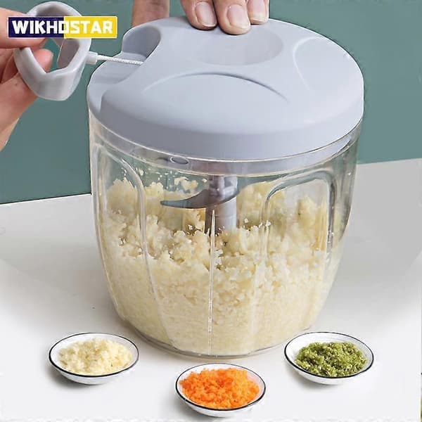 500/900ML Garlic Chopper Manual Rotary Vegetable Cutter Chopper Slicer Fruit Garlic Press Kitchen Tool Blender Meat Grinder blue blue 900ml