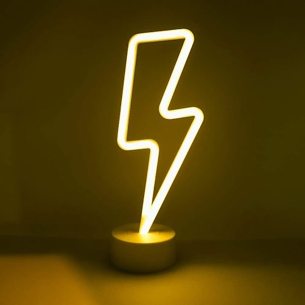 Neon Gul Natlampe med Hvid Base til Soveværelse og Fest Dekoration Batteridrevet