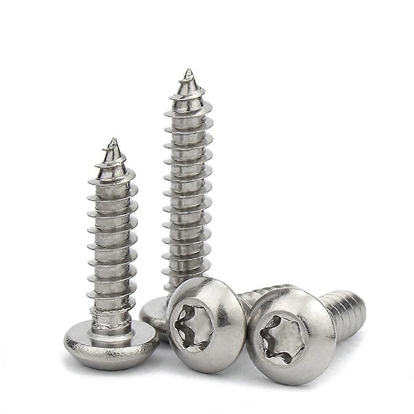 50 stycken M4x20mm Självgängande Skruvar, Torx Skruvar med Platt Huvud, Rostfria Självborrande Skruvar med Runt Huvud