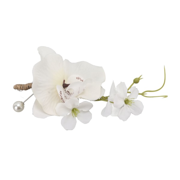 Elegant kunstig hvit bryllupsboutonniere for menn (5 stk)
