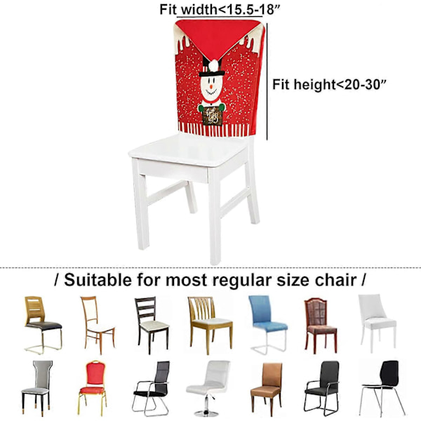 Julstolsöverdrag Set om 4, Juldekoration för Matsal Snögubbe Stolsöverdrag, Uppgraderad Större Storlek 20(B) x31.5(H) Julstolsöverdrag, Helg