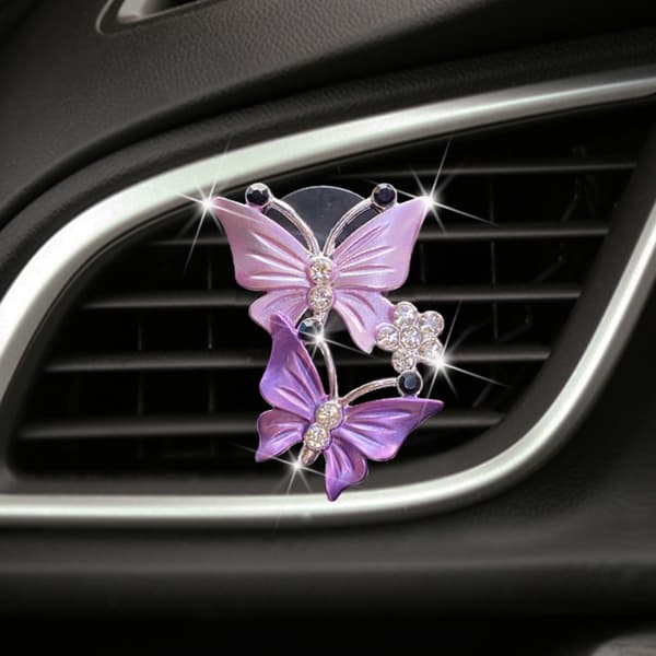 2 stk sommerfugl bil luftventil klips bilduft bildiffuser luftfrisker rhinestone bilbling tilbehør