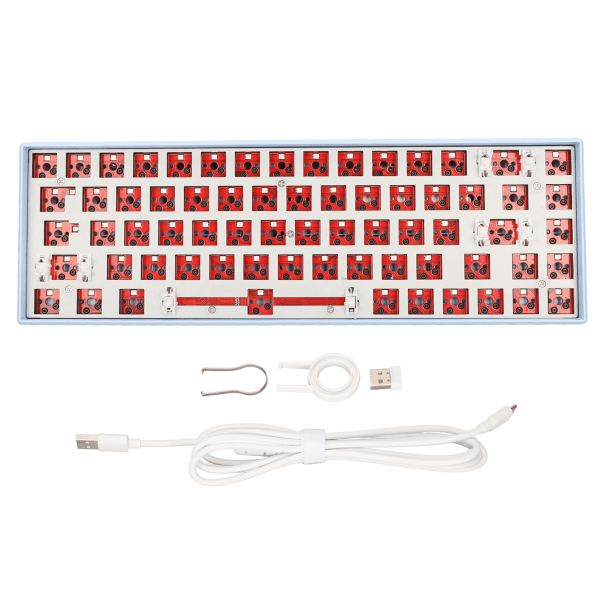 68 Key Mekaaninen näppäimistö Tee-se-itse-sarja, jossa on RGB 5 V DC -tuki Langaton 2.4G Type C Langallinen Bluetooth 3.0 5.0 Hot Swap Keyboard IOS Blue
