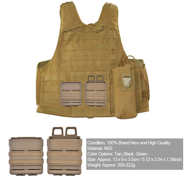 Plastmagasinfodral Set Holster för Molle System Väst Utomhus Jakt Camping (Tan)