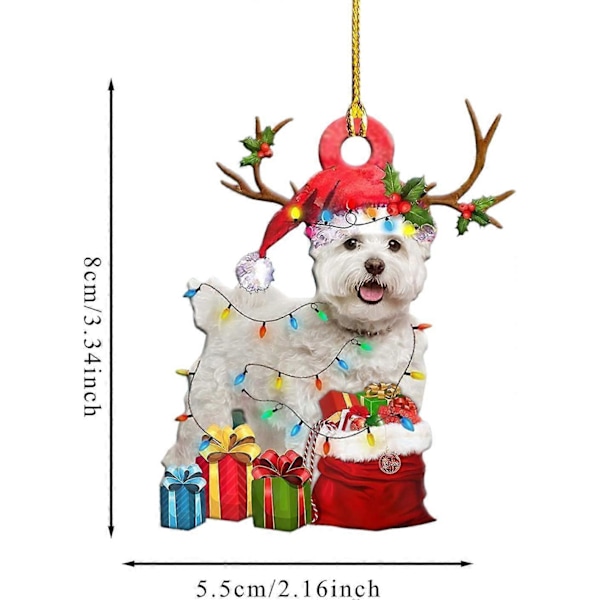 3 st Julgransprydnader Trä Valp Hund Julgran Hängande Prydnad Julhelg Prydnad Juldekor (I)