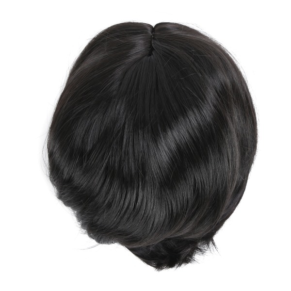 Korte bølgete svarte parykker Syntetisk hår Daglig krøllete frisyre Dameparykker Varmebestandig fiber