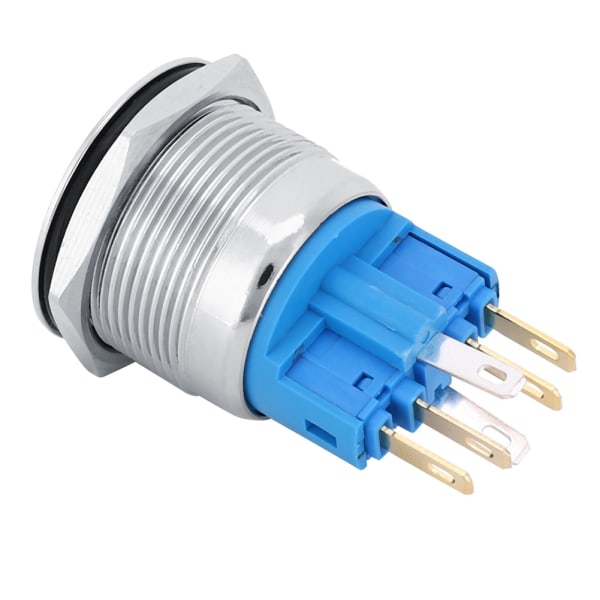 2 stk DC3-6V 22mm 6-pin selvlåsende holdbart rustfrit stål trykknapkontakt med SignBlue