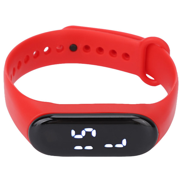 Digitalur LED Hvidt Lys Display Plast Spejl Elektronisk Bevægelse Silikone Strap Sportsur til Student Rød