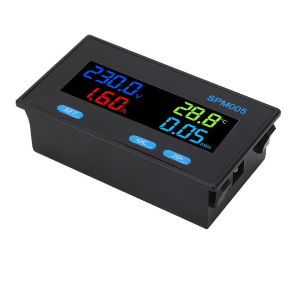 Digitalt voltmeter amperemeter panel 8 i 1 multifunktionelt effektmåler farve LCD-display AC energimonitor AC60‑300V 100A