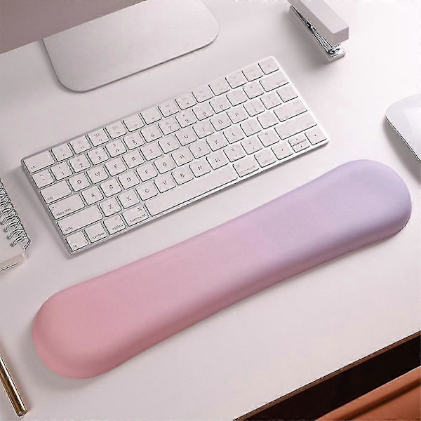 Handledsstöd för tangentbord, bekväm minnesbomullsfyllning, halkfri gradient Zekai rosa lila