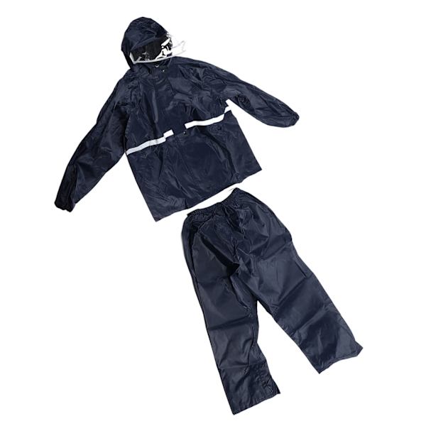 Halkeava takki housupuku hengittävä vedenpitävä sadetakki setti kaksinkertainen kerros sadetakki setti miehille naisille Oxford Navy Blue L
