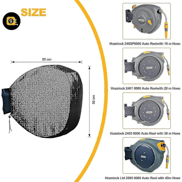 Slangebeskyttelse til Hozelock haveslangeopruller 2595 0000 Auto Reel, 420d Oxford stofmateriale - sort - Zekai