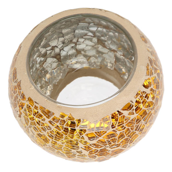 Mosaikljusstake Handgjord Utsökt Romantisk Guld Glas Ljusstake Tealight Ljusstake för Matsal
