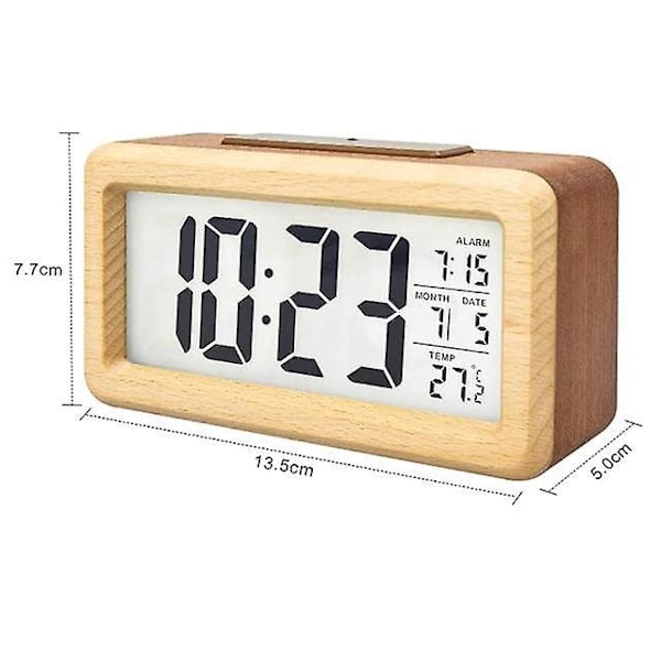 LED-väckarklocka med digital display och temperaturvisning - Stor skärm, batteridriven, justerbar ljusstyrka, snooze-funktion